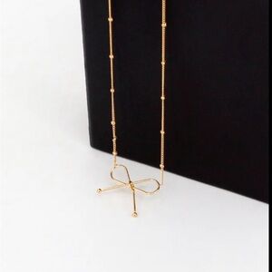 High quality gold plated stainless steel bowknot necklace
